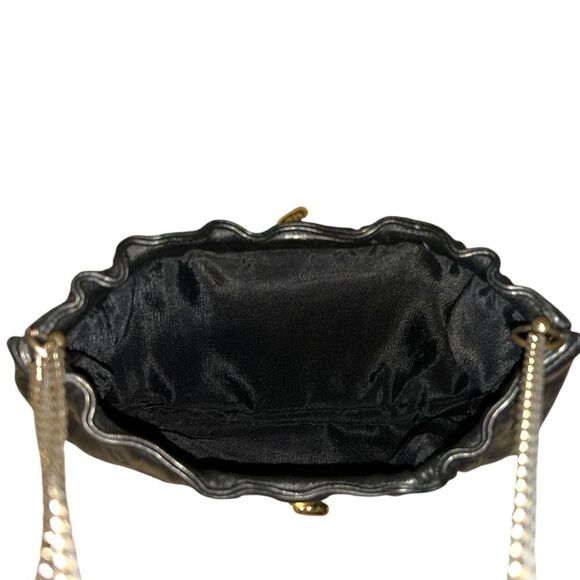 Vintage Ande Black Leather Clutch Evening Bag Purse Handbag Shoulder Bag - Picture 9 of 12